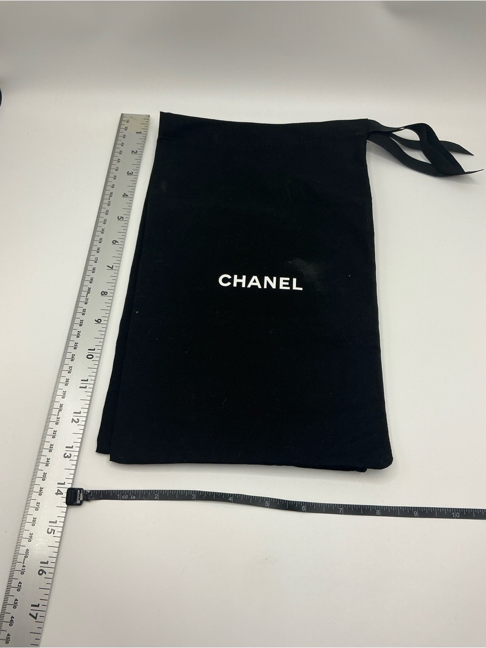 NEW CHANEL Black Drawstring dust bag with White Logo size 38-39